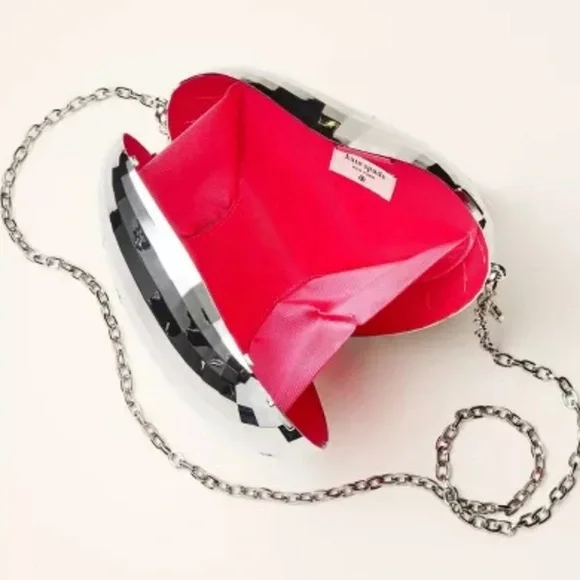 NWT Kate Spade x Target Silver Reflective Disco Heart Shaped Crossbody Bag Purse - Picture 3 of 6